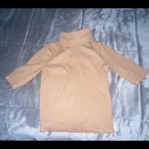 Light Brown Cream Zara Top Turtle Neck Short Sleeve Size Small Never Worn worn
